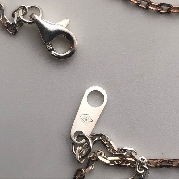 Janinas Sterling Two Tone Ombré Chain W Cz Circles Drop Pendant 18” & 1.5” - Picture 5 of 8